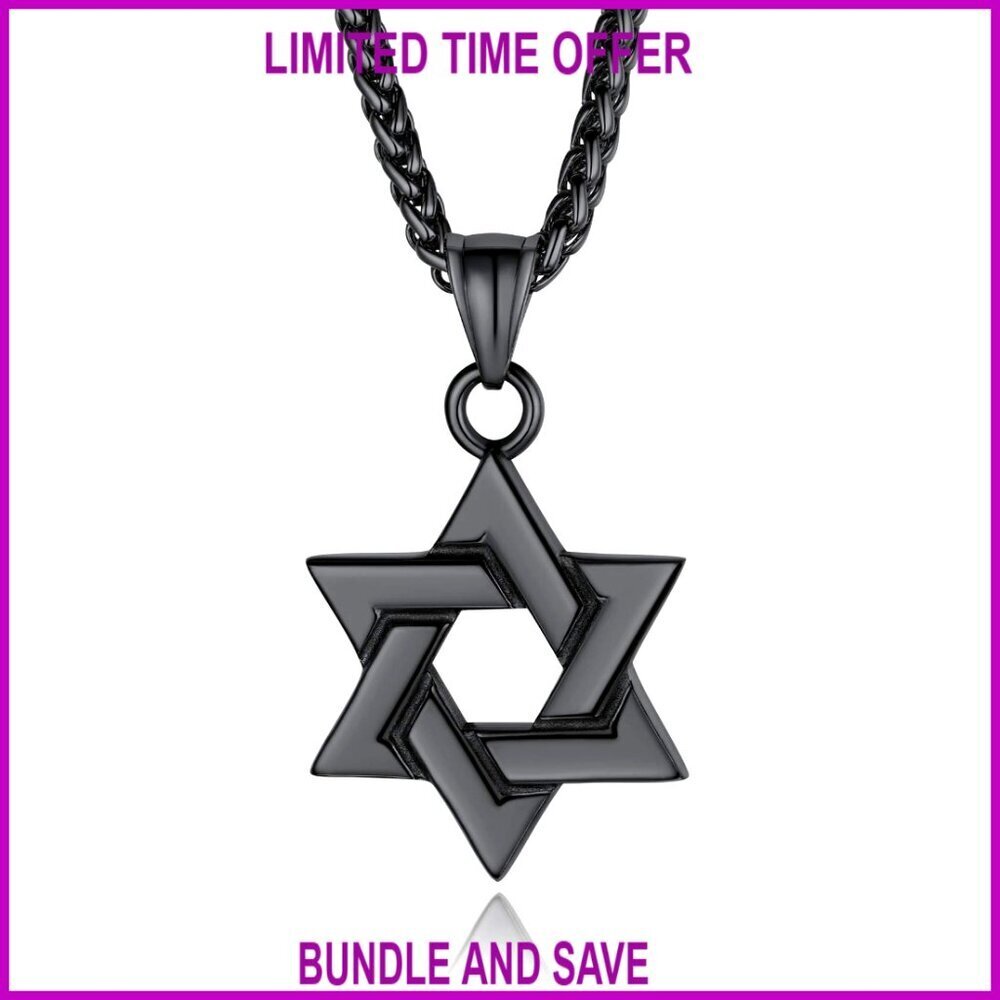 Stainless Steel Star of David Necklace, Adjustable Chain, Jewish Gift